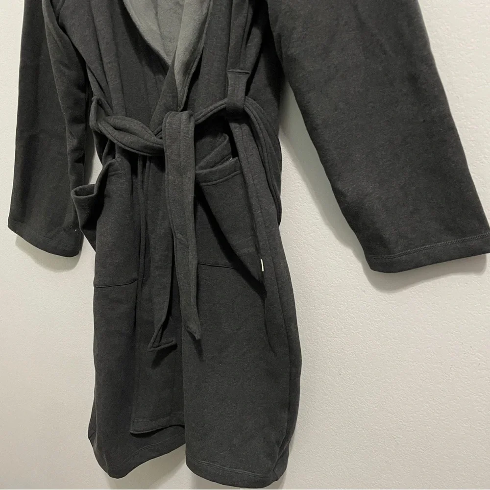 UGG Brunswick Robe Charcoal Gray Plush Hooded Lined Mens Large L XL - Picture 10 of 13